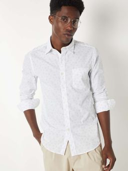 max - White Men Printed Slim Fit Shirt
