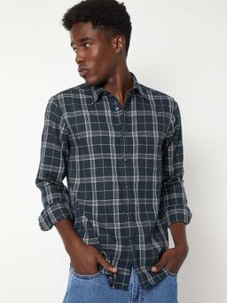 max - Green Men Checked Slim Fit Shirt