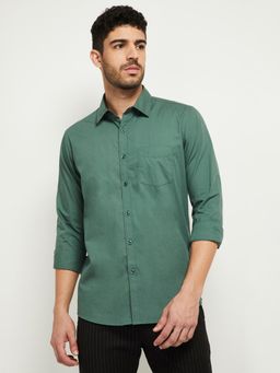 max - Green Men Slim Fit Smart Casual Shirt