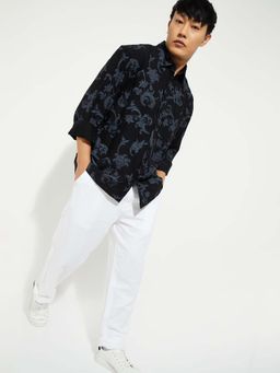 max - Black Men Printed Relaxed Fit Shirt
