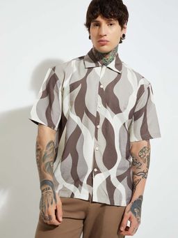 max - Grey Men Printed Relaxed Fit Shirt