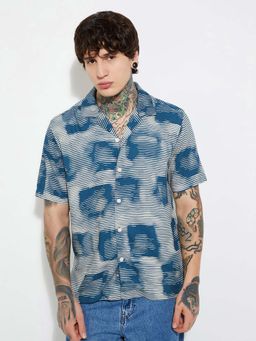 max - Blue Men Printed Regular Fit Shirt
