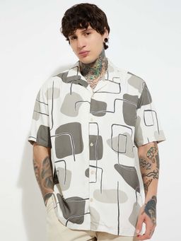 max - White Men Printed Regular Fit Resort Shirt