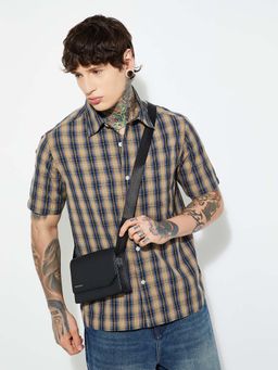 max - Beige Men Checked Regular Fit Shirt
