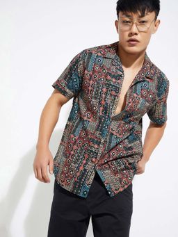 max - Multi Color Men Printed Slim Fit Resort Shirt