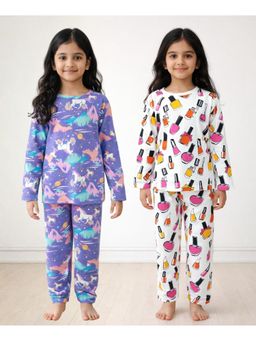 ANTHRILO - Nail Paint And Unicorn Planet Long Sleeve Pyjama (Pack of 4)