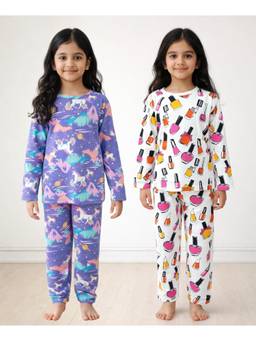 ANTHRILO - Nail Paint And Unicorn Planet Long Sleeve Pyjama (Set of 4)