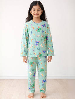ANTHRILO - Green Printed Comfortable Fit T-Shirt and Pyajama (Set of 2)