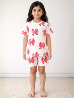 ANTHRILO - Pink Printed Comfortable Fit T-Shirt and Shorts (Set of 2)