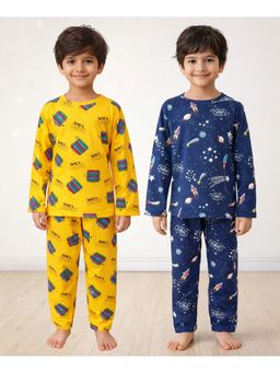 ANTHRILO - Multi-Color Cotton Printed 2 T-Shirts and 2 Pyjama (Set of 4)