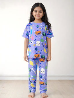ANTHRILO - Purple Halloween Girls T-Shirt with Pajama