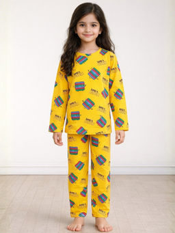 ANTHRILO - Yellow Pop It Long Girls T-Shirt with Pajama