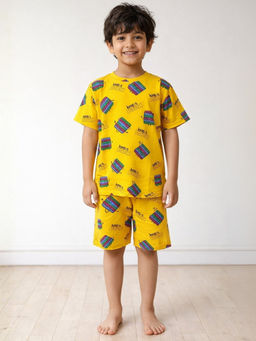 ANTHRILO - Yellow Pop It Sleepwear T-Shirt with Shorts
