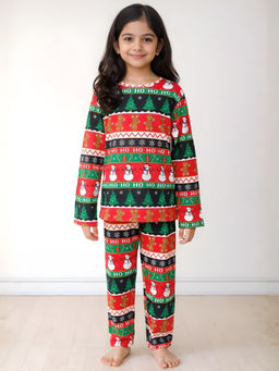 ANTHRILO - Christmas Red Girls Long Sleeve Pyjama Set - Red