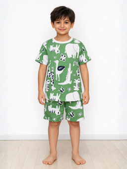 ANTHRILO - Animal Green Sleepwear T-shirt and Shorts - Green