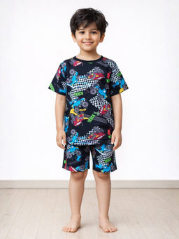 ANTHRILO - Truck Black Boys Sleepwear T-shirt and Shorts - Black