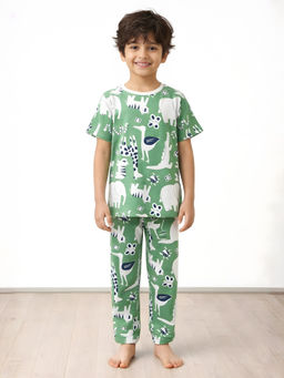 ANTHRILO - Animal Green Short Sleeve T-shirt and Pyjama - Green