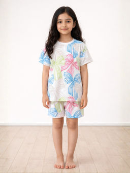 ANTHRILO - Painted Bow Sleepwear T-shirt and Shorts - White