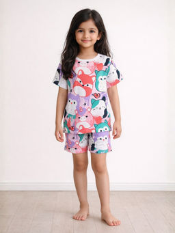ANTHRILO - Multi-Color Squishy Girls Sleepwear T-shirt and Shorts