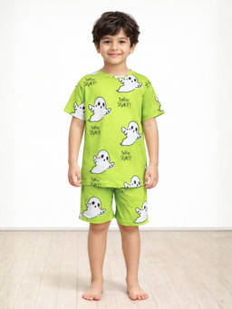 ANTHRILO - Green Spookyi Boys Sleepwear T-shirt and Shorts