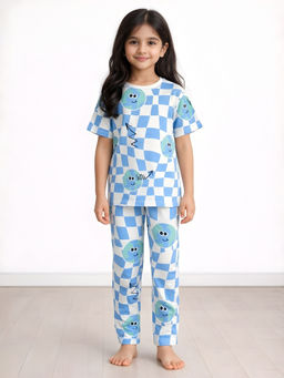 ANTHRILO - Globe Check Girls Short Sleeve T-shirt and Pyjama - White