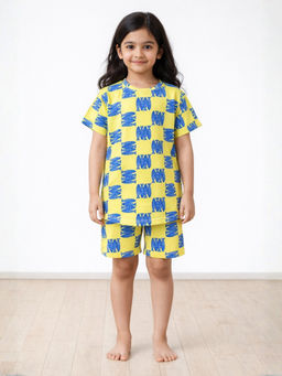 ANTHRILO - Girls Fish Short Sleeve T-Shirt And Shorts - Yellow