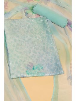 "Two Sisters" by Gyans - Green Georgette Embroidered Unstitched Kurta with Bottom and Dupatta