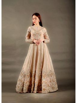 Omana by Ranjana Bothra - Blush Gota Dori Long Gown with Jacket