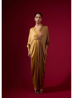 Omana by Ranjana Bothra - Color Block - Gold and Camel Kaftan Dress