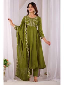 Gahan - Green Embroidered Anarkali Kurta and Pant With Dupatta