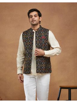 Fabindia - Black Silk Ikat Nehru Jacket