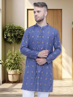 KUONS AVENUE - Blue Men's Lyocell Festive Long Kurta