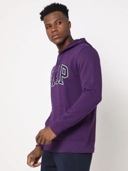 GAP - Men Purple Knitted Hooded Hoodie