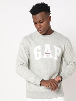 GAP - Men Grey Knitted Crew Neck Sweatshirt