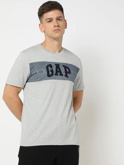 GAP - Men Grey Cotton Crew Neck T-shirt