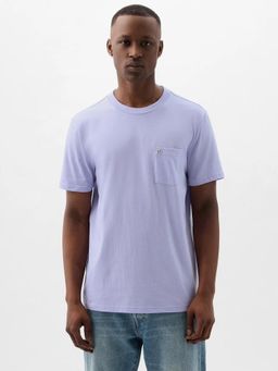 GAP - Men Purple Cotton Crew Neck T-shirt