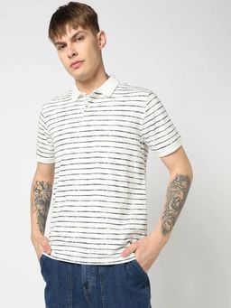 GAP - Men White Cotton Collar Neck Polo T-shirt