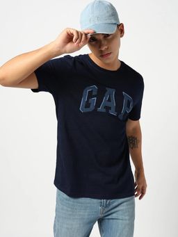 GAP - Men Blue Cotton Crew Neck T-shirt