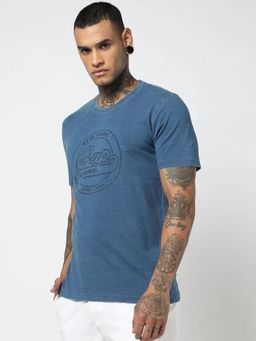GAP - Men Blue Cotton Crew Neck T-shirt