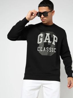 GAP - Men Black Knitted Crew Neck Sweatshirt