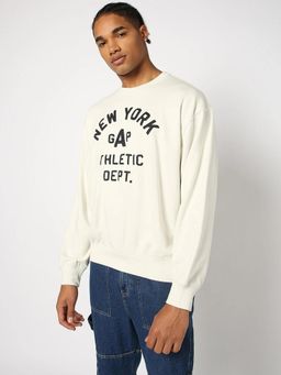 GAP - Men White Knitted Crew Neck Sweatshirt