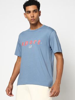 GAP - Men Blue Cotton Crew Neck T-shirt