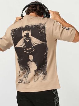 Bewakoof - Men's Ginger Root Brown Batman Graphic Oversized T-Shirt