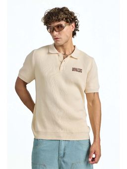 Bonkers Corner - Beige Signature Knit Polo T-Shirt