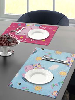 Saral Home - Peppa Pig Velvet Dining Table Placemats (Pink, 30 x 45 Cm), Set of 2