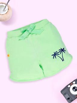 KiddoPanti - Cotton Knit Printed Hot Shorts with Bow