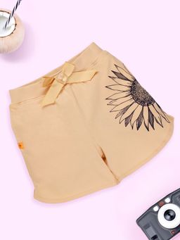 KiddoPanti - Cotton Knit Printed Hot Shorts with Bow