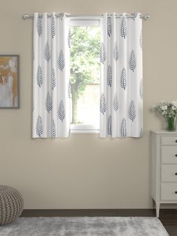 Urban Space - Cotton Window Curtains 5 Ft with Eyelets and TieBack 2 Pieces - Leaf Blue