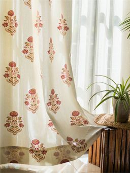 Urban Space - Cotton Long Door Curtains 8 Ft with Eyelets and TieBack 2 Pieces - Liberty Maroon