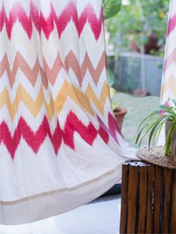 Urban Space - Cotton Door Curtains 7 Ft with Eyelets and TieBack 2 Pieces - Panel Ocean Red